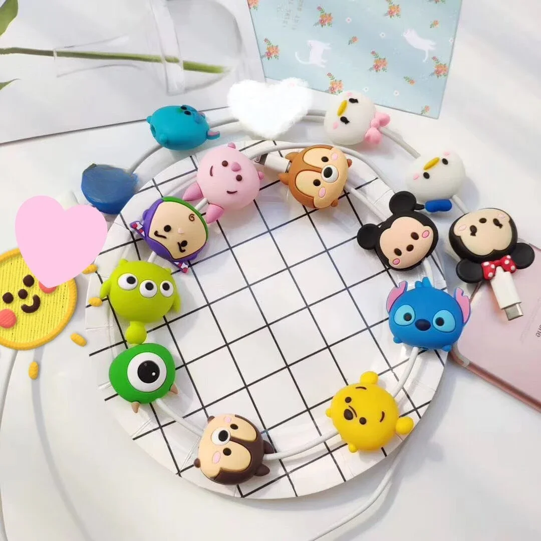 Cute Cartoon Cable Protector Bites Wire Organizer Winder Saver For USB Charging Cable Data Line Earphones Cord Protector Cover