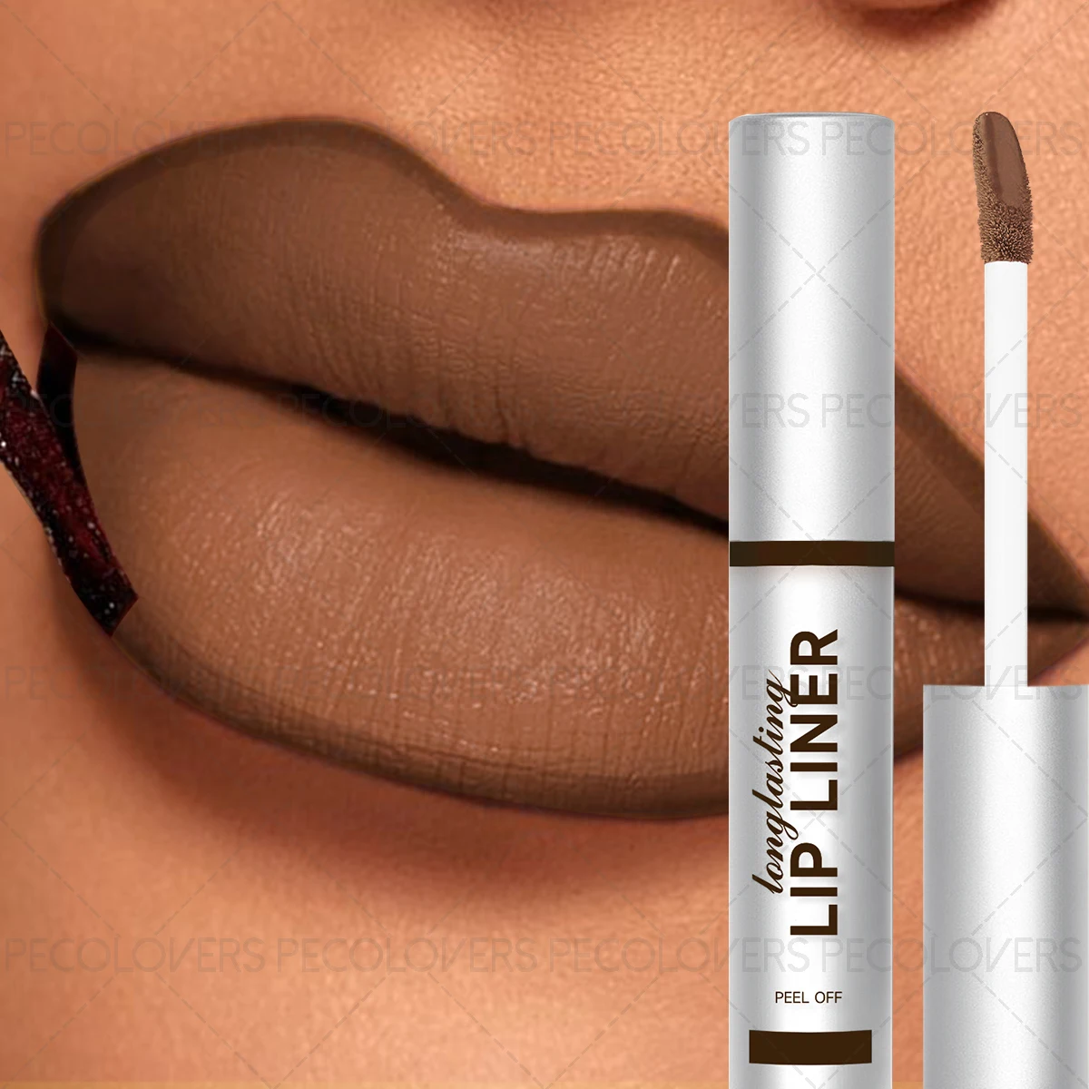 Lip Liner Peel Off Tattoo Lipgloss กันน้ํา Long Lasting Matte Lip Tint Brown Contour Tear-off Lip Stain เครื่องสําอาง