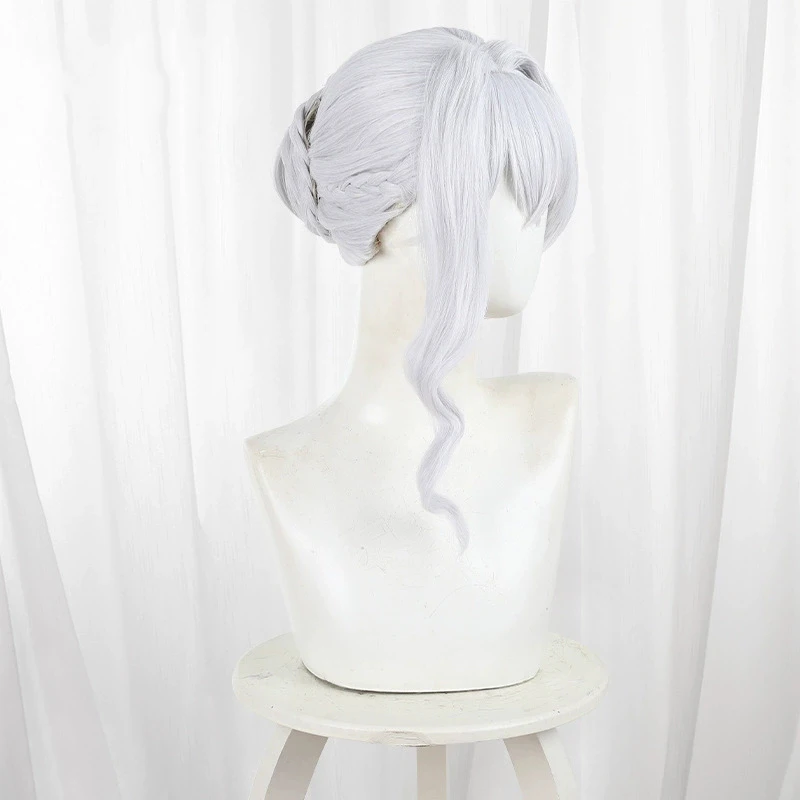 Anime May I Ask for One Final Thing Scarlett El Vendmion Cosplay Wig Women Silvery White Hair Heat Resistant Synthetic Wig