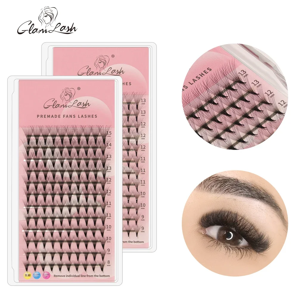 

GLAMLASH Lashes 10D12D14D16D20D Pre Made Russian Volume Fan Pointy Base Roots Eyelash Extension Russian Premade Volume Fans