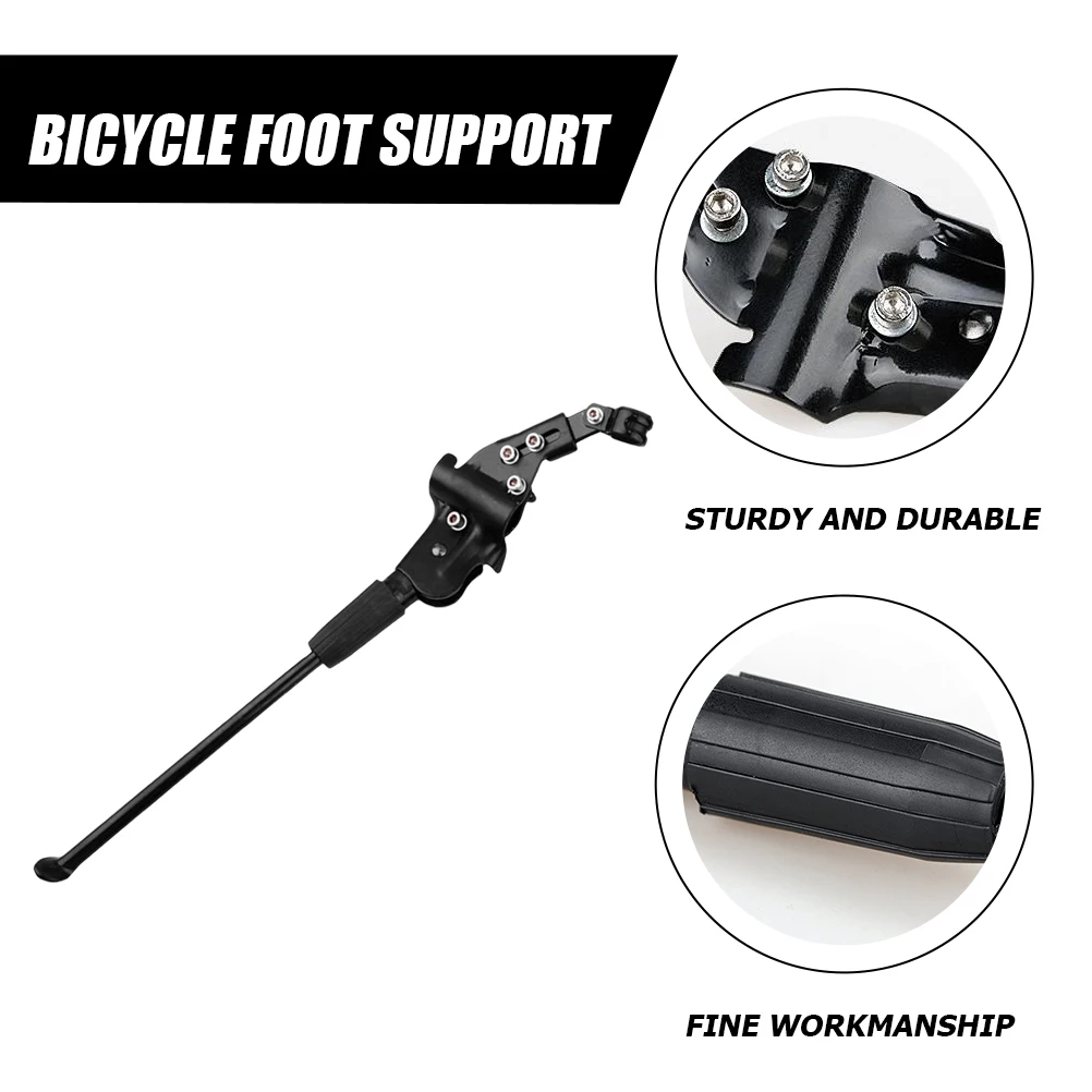 Premium aluminium fietsstandaard, zwart, verstelbare voetbrace voor fietsen, veilig parkeerrek voor dagelijks woon-werkverkeer