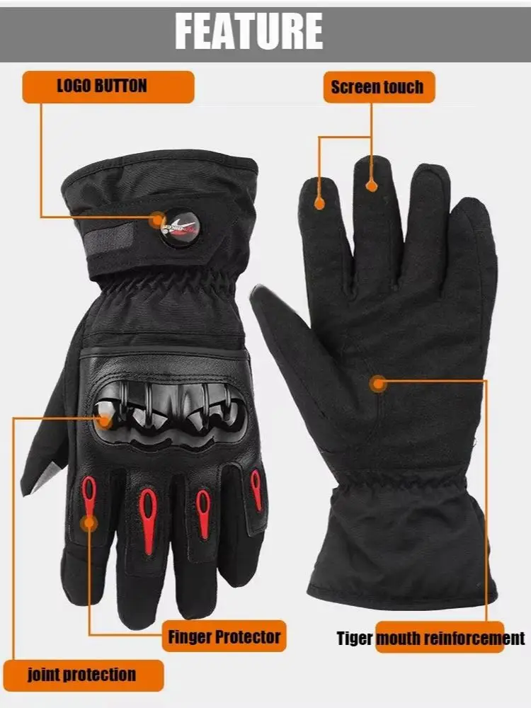 Motorcycle Racing Gloves Waterproof Windproof Winter Warm Leather Cycling Bicycle Cold-proof Moto Cross Dirtbike Glove Men Woman