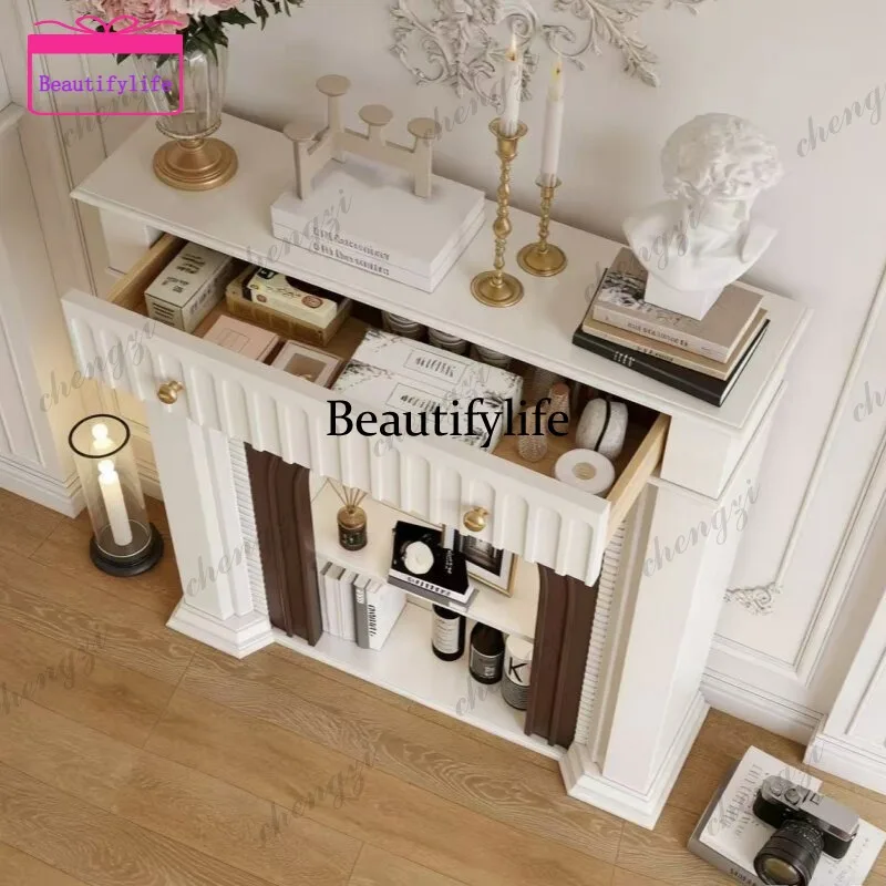 a55 Chinese antique door cabinet American shelf opposite door French fireplace decorative cabinet Living room flame simulation f