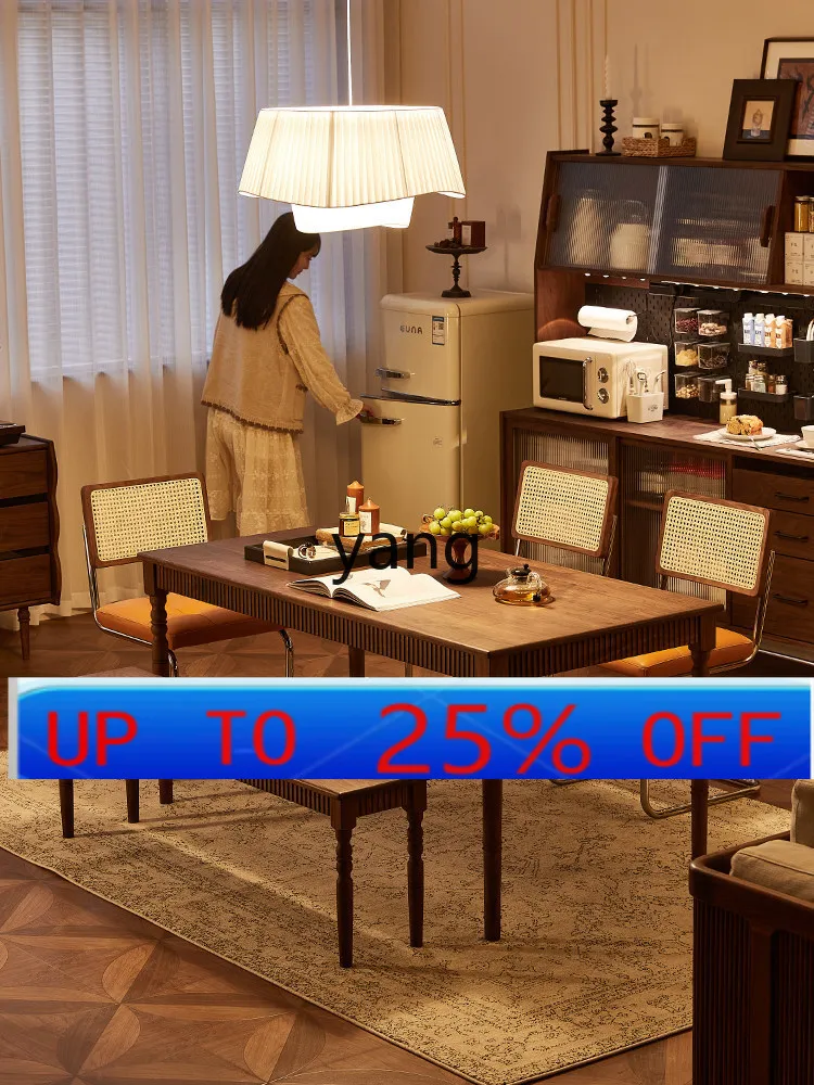 

LMM French antique rectangular household small apartment solid wood retro dining table