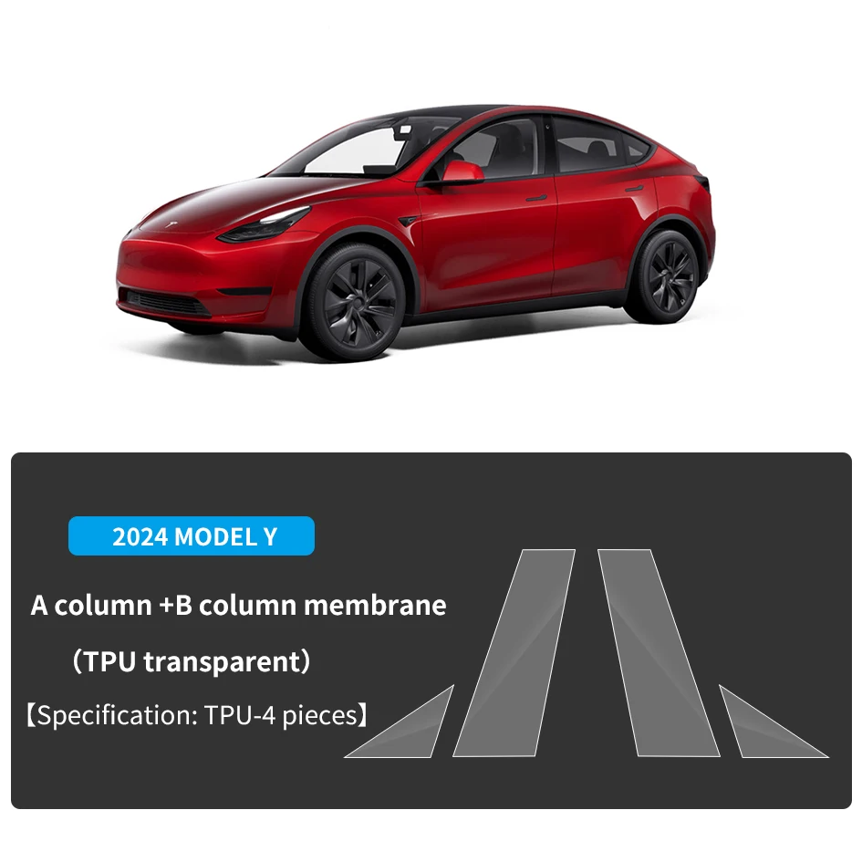 For Tesla Model Y Juniper (2024) Carbon Flash Transparent A & B Pillar Film