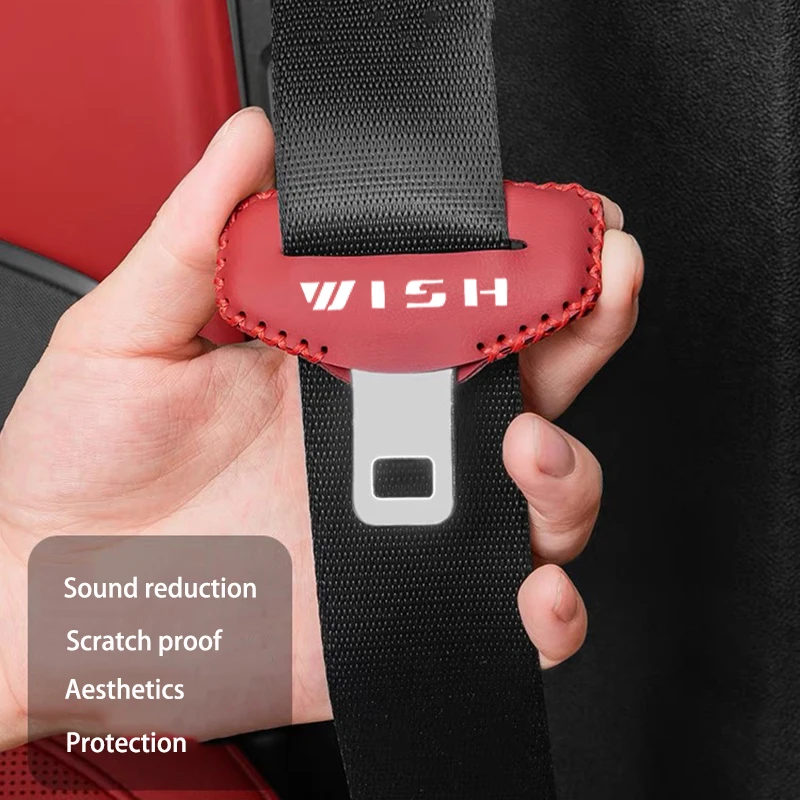 2PCS Car Seat Belt Buckle Clip Protector leather Interior Button Case Anti-Scratch Cover Safety For Toyota wish