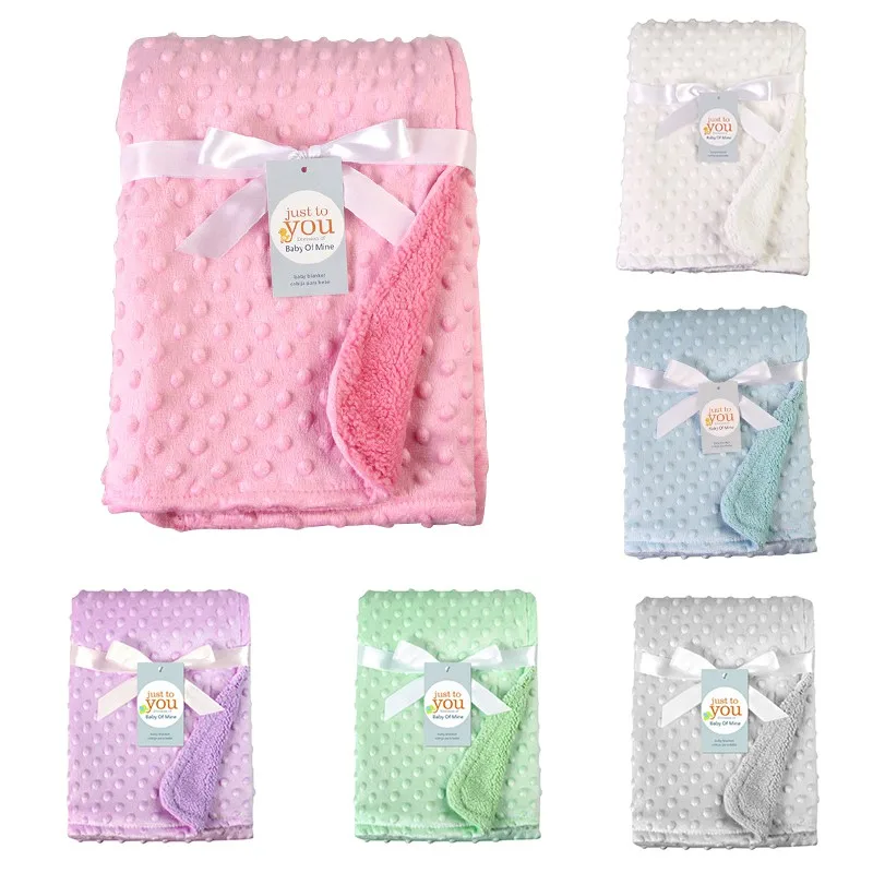 Infant Baby Blankets Warm Fleece Double Layer Swaddle Wrap Newborn Thermal Soft Bath Towel Kids Stroller Blanket Cover Sleepsack