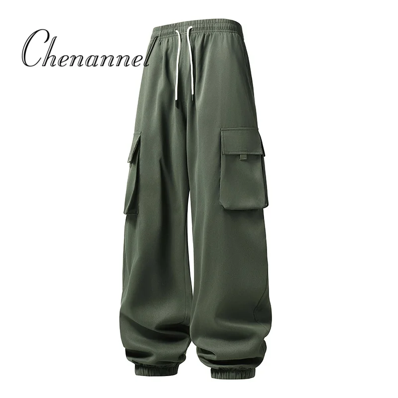 

Повседневные винтажные мужские рабочие брюки, осенние повседневные брюки с эластичной резинкой на талии и манжетами