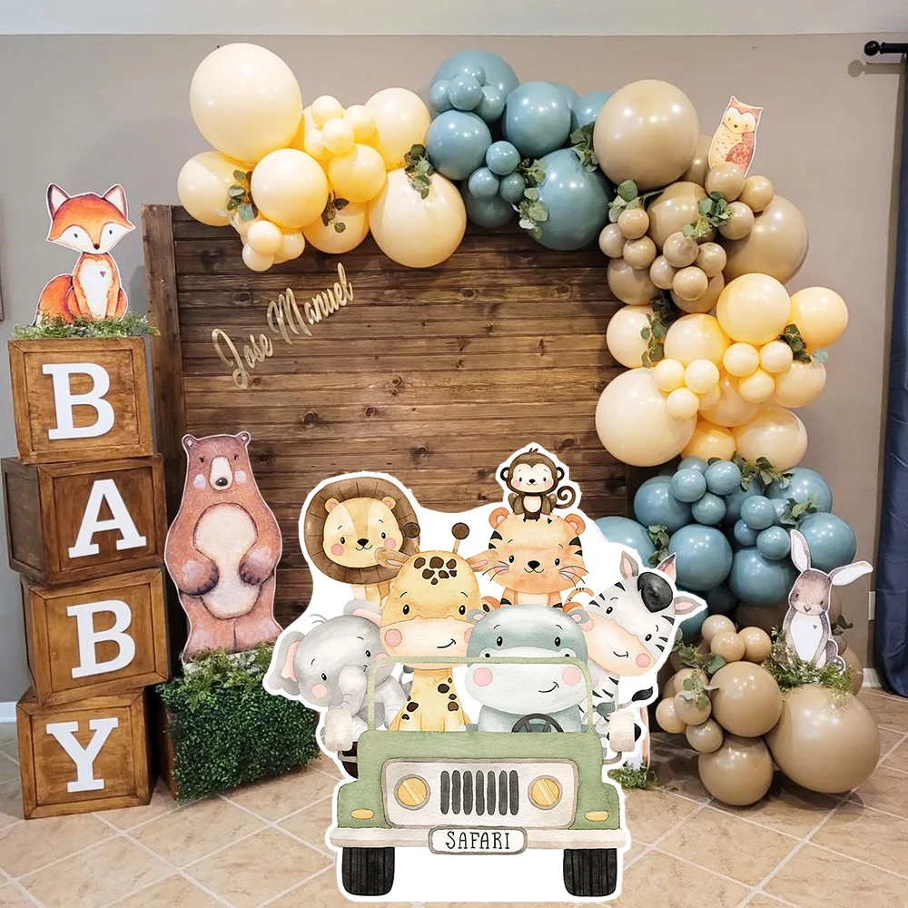 36inch Jungle Animal Jeep Foam Board Large Safari Car KT Board Wild One Birthday Backdrop Baby Shower Jungle Party Decor Cutouts