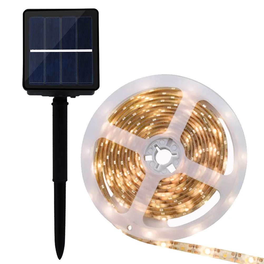 

Solar Power Outdoor LED Strip Lights Warm White Slim Flexible Tape Light Garden Yard Patio Waterproof LED Strip Lights Solar