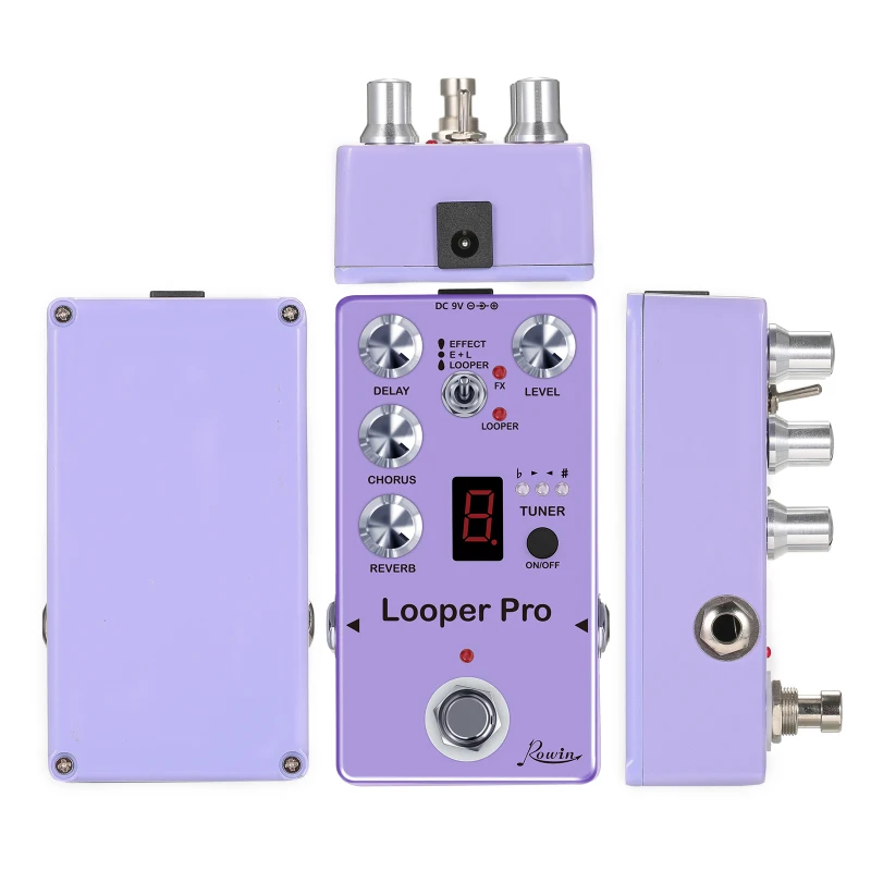 Rowin RE-05 Loop Guitar Effector Looper Tuner Mini Guitar Looper Effect Pedal Full Metal Shell with Reverb Chorus Delay Effects