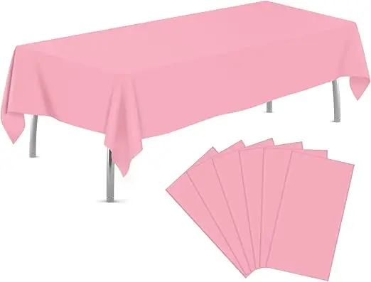 4Pcs Multi-Use Disposable Tablecloths 137×183cm. Colors: Black, White, Pink, Blue, Red. Perfect for Themed Party Decoration.