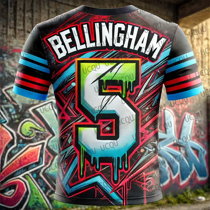 2025New Special Edition Graffiti Bellingham No.5 Football Jersey Fashion Training Uniform Breathable Oversize Men's Sport Tshirt