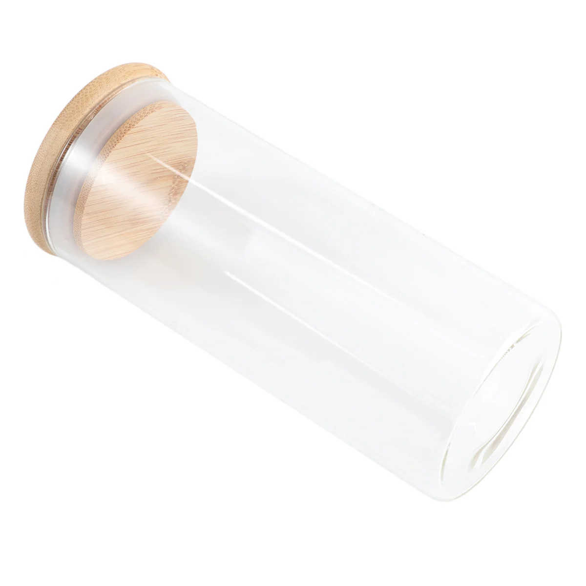 

380Ml Airtight Glass Jar for Tea Coffee Storage with Natural Wood Lid Moisture Proof Food Container for Grains Nuts Spices