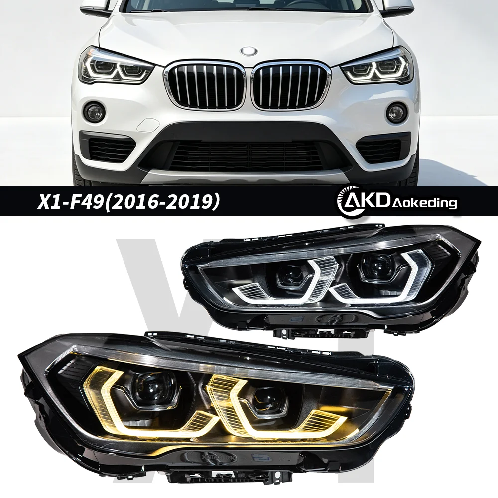Auto Parts For BMW X1 F48 Headlights 2016-2021 latest Dual L Style LED Daytime Lights Dual Projector Car Accesorios Modified