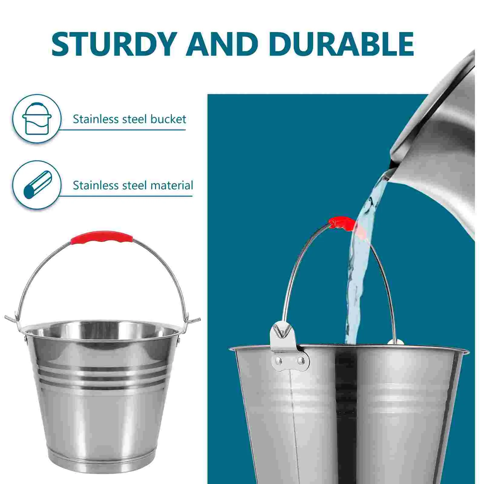 Stainless Steel Bucket Round Kennel Fireplace Metal Milk Container for Farm Water Ice