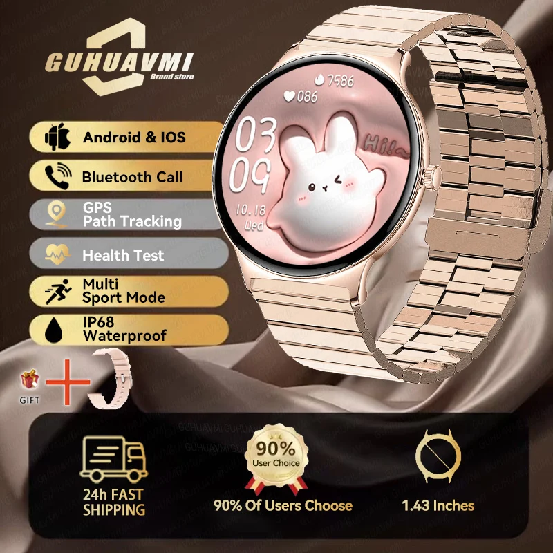 2025 New Smart Watch For Women Gift 1.43 Inch Full Touch Screen Sports Fitness Watches Bluetooth Calls Digital Smartwatch Ladies