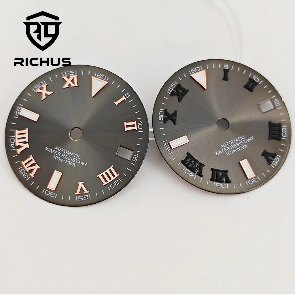 RICHUS NH35 Zifferblatt 29 mm Zifferblatt Schwarz Blau Zifferblatt Grün Leuchtend Fit NH34 NH35 NH36 Uhrwerk Passend für 3/3,8 Uhr Krone