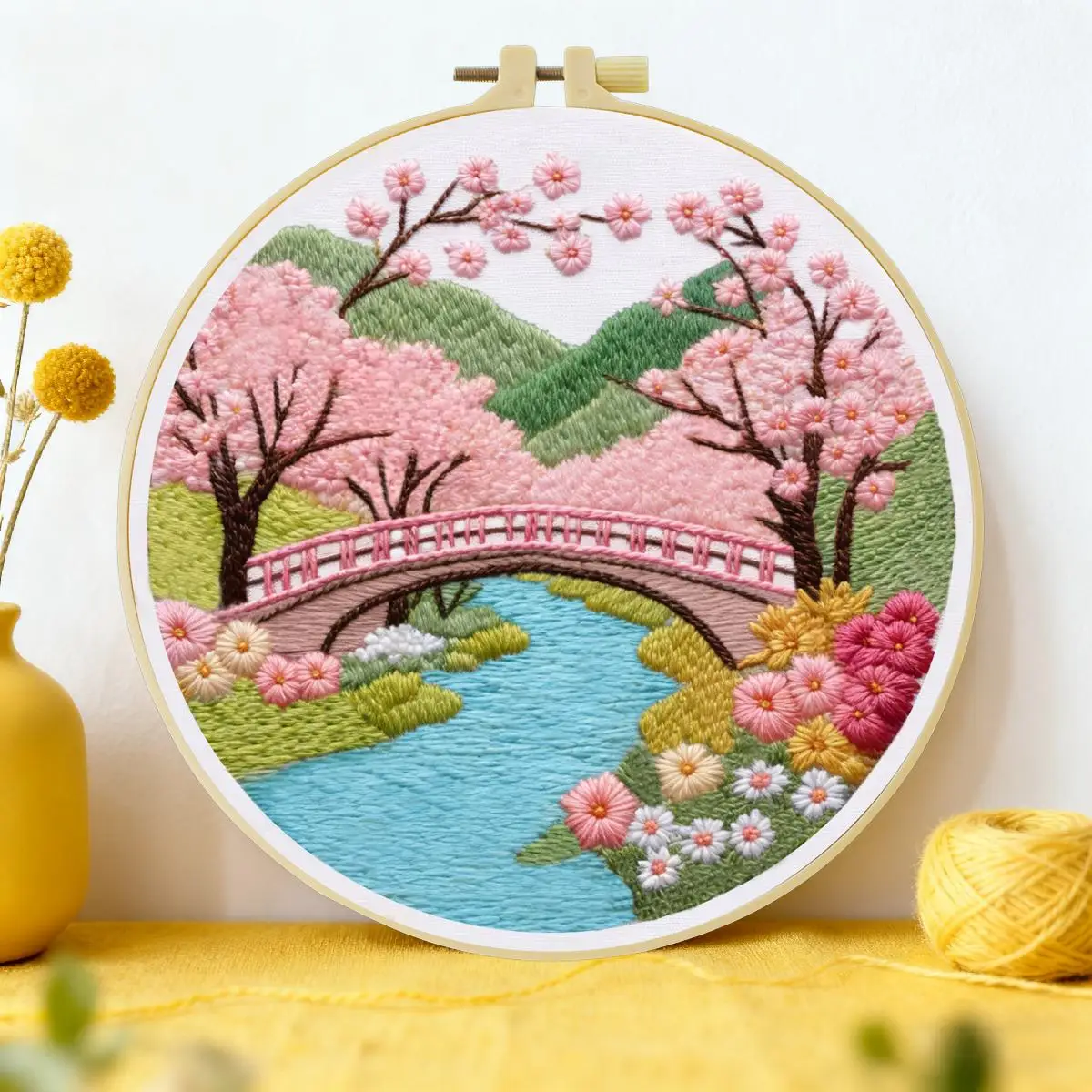 1 Stück 20X20CM/15X15CM 7,87/6,3 Zoll Frühlings-Stickerei-Starter-Kit DIY-Kit DIY-Stickerei-Set Handarbeiten Nähkunst Handwerk Malerei – Detail 5