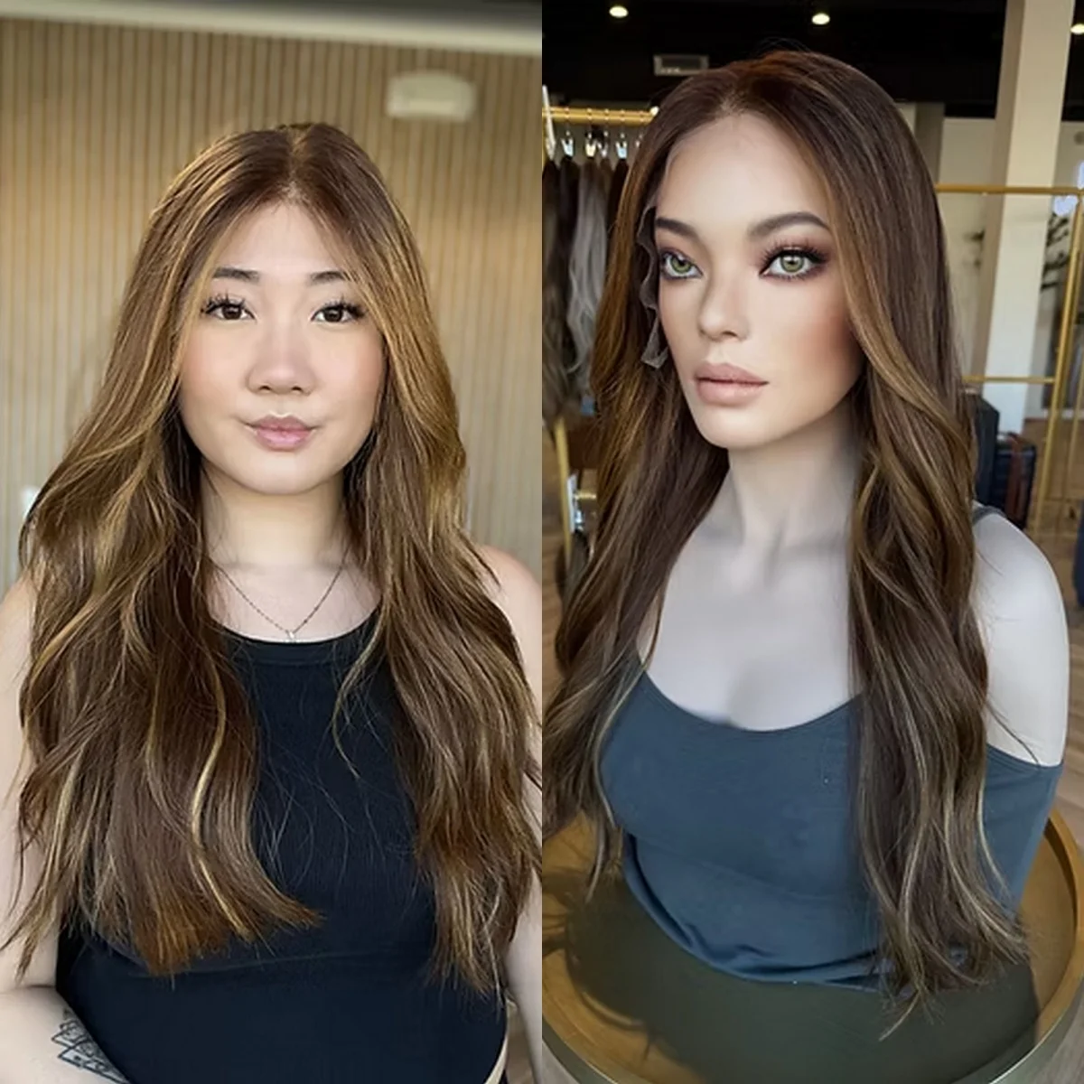 

26-дюймовые парики с омбре в оттенке шоколадно-коричневого с мелированием, 13*4 HD, с прозрачным кружевом, волнистые, с предварительно вычесанной линией роста волос, без клея, из синтетических волос