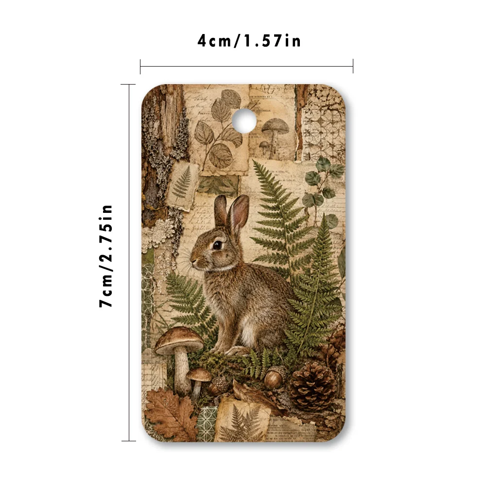 40pcs, Gift Tags, Vintage Forest Animal Collage, Hanging Paper Labels for Gift Wrapping, Holiday Party Decor with String
