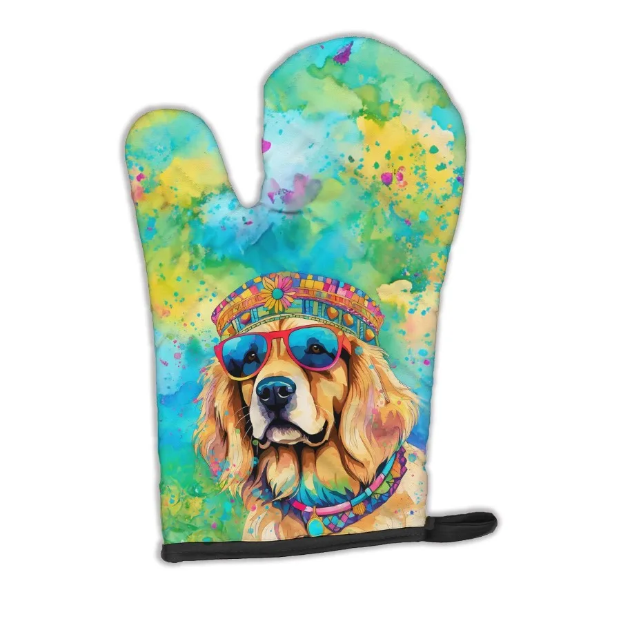

Golden Retriever Hippie Dawg Рукавицы для духовки Термостойкие толстые варежки для духовки для горячих сковородок и духовки Кухонные варежки для защиты рук приготовления пищи