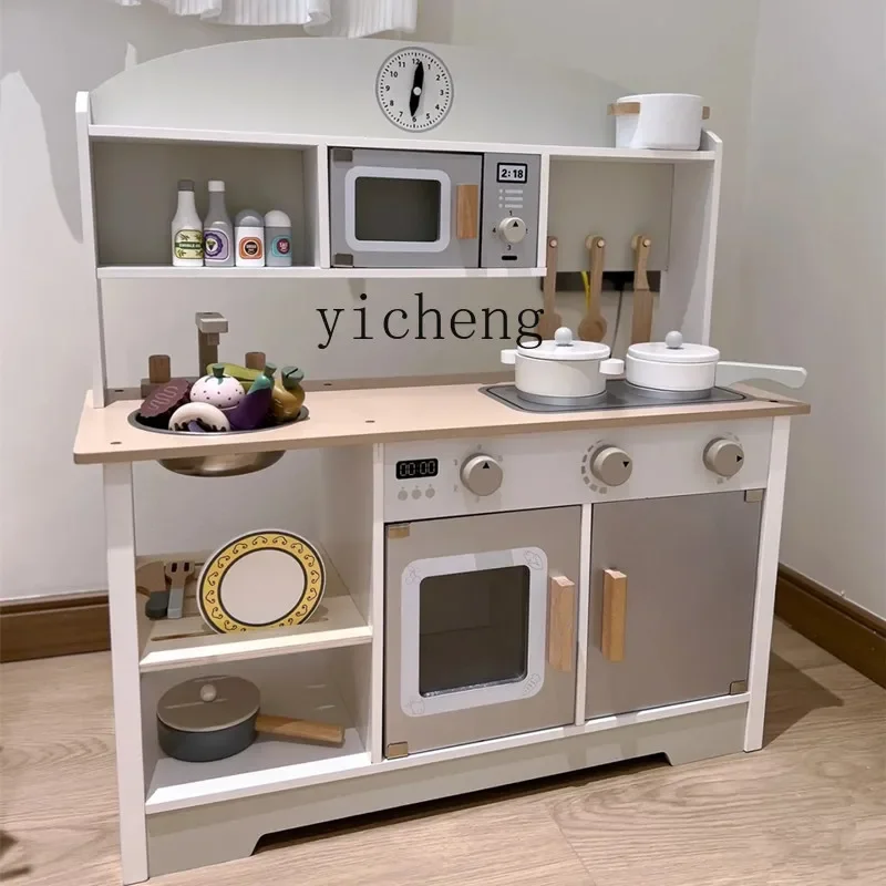 ZC children's play house kitchen toys wooden barbecue tools table doll home cooking simulation kitchen utensils