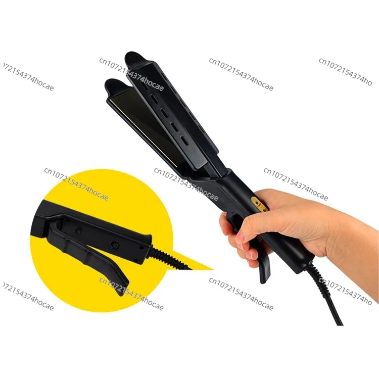 

Professional black wide plate fast steam ceramic titanium heat dissipation flat iron hair straightener