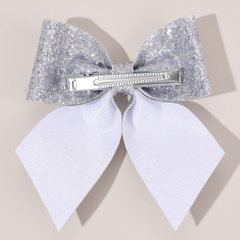 6Pcs Sparkling Bow Hair Clips - Tie Clip Silver avis et prix