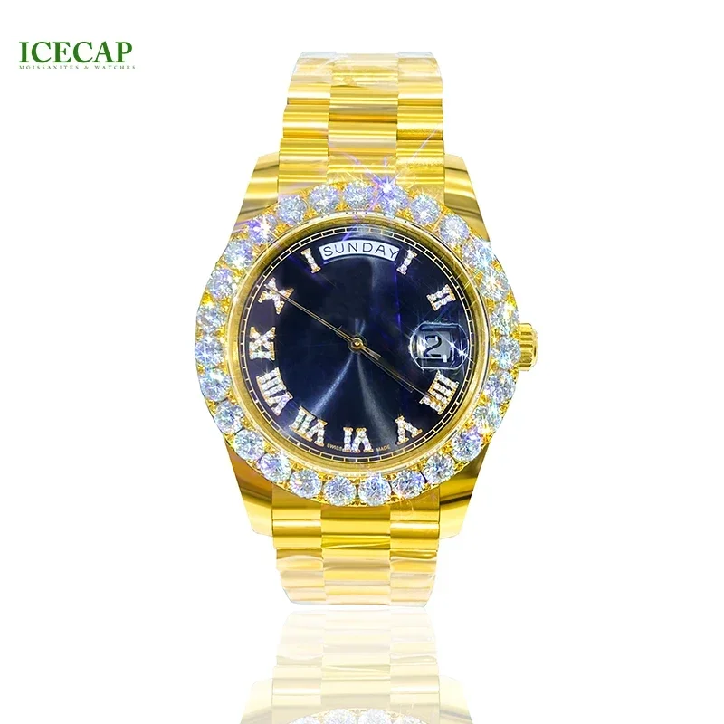 

Icecap Jewelry Mechanical Bezel Luxury Moissanite Men Iced Out Brand Classic Pass Diamond Tester Hip Hop Custom Watch