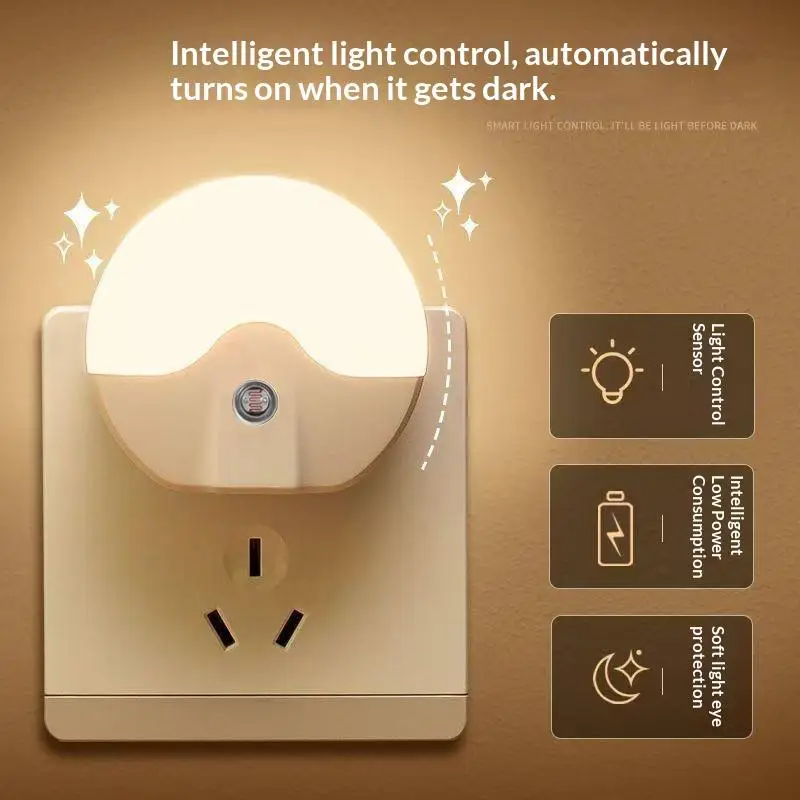 Plug In LED Night Light Auto Sensor 360 Degree Rotatable Soft Eye Friendly Lamp For Bedroom Baby Nursery Hallway Home Decor Use