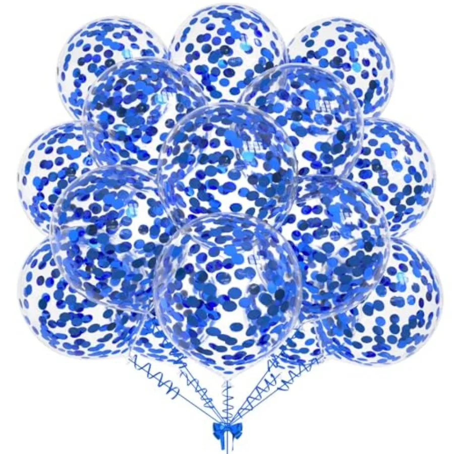 

50pcs Blue Confetti Balloons, 12 inch Latex Balloon with Blue Confetti Inside for Birthday Family Party Wedding Party Baby Show