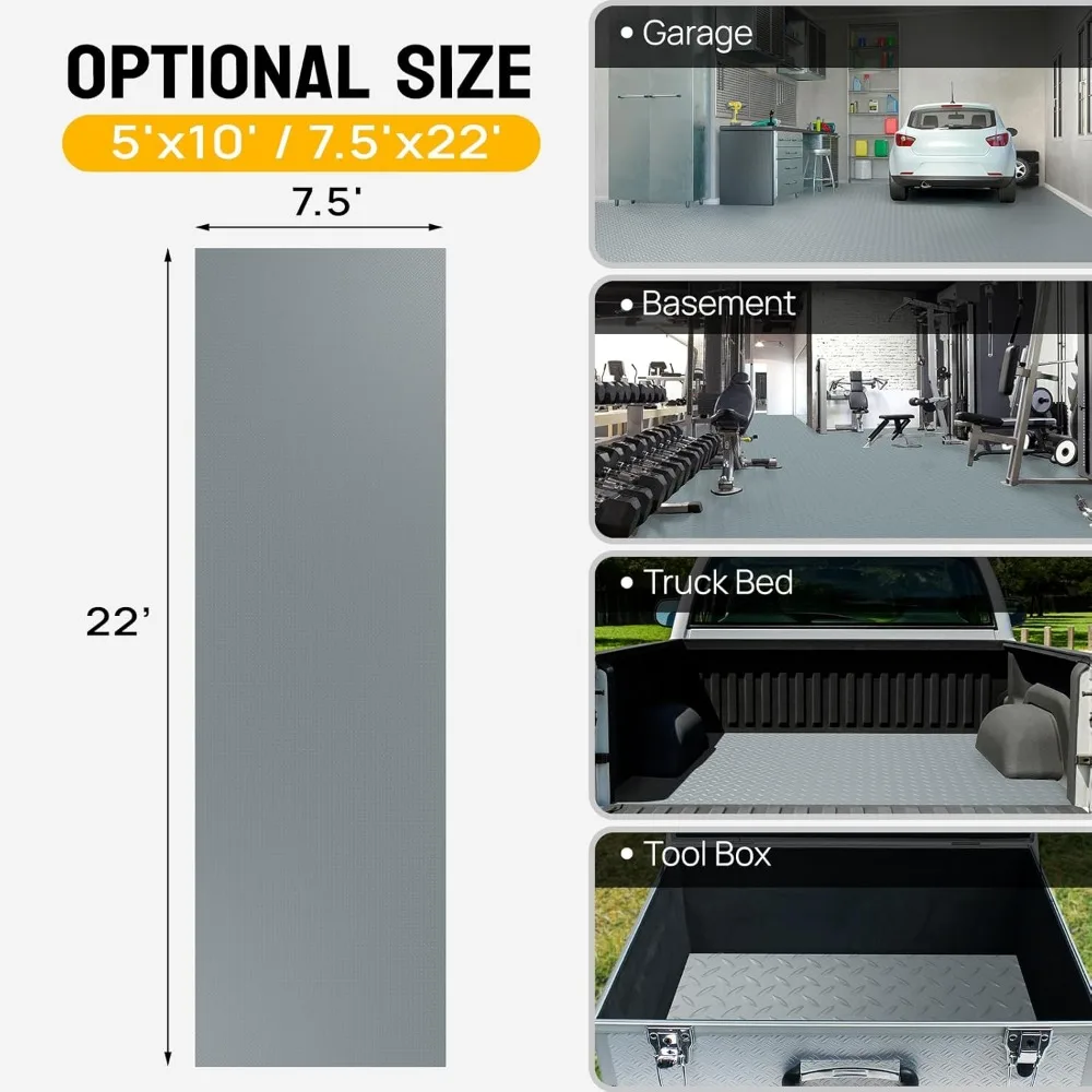 حصيرة أرضية جراج PVC سميكة من الألماس، 7.5 × 22 قدم، مثالية لمساحات السيارات والوقوف السيارات #5