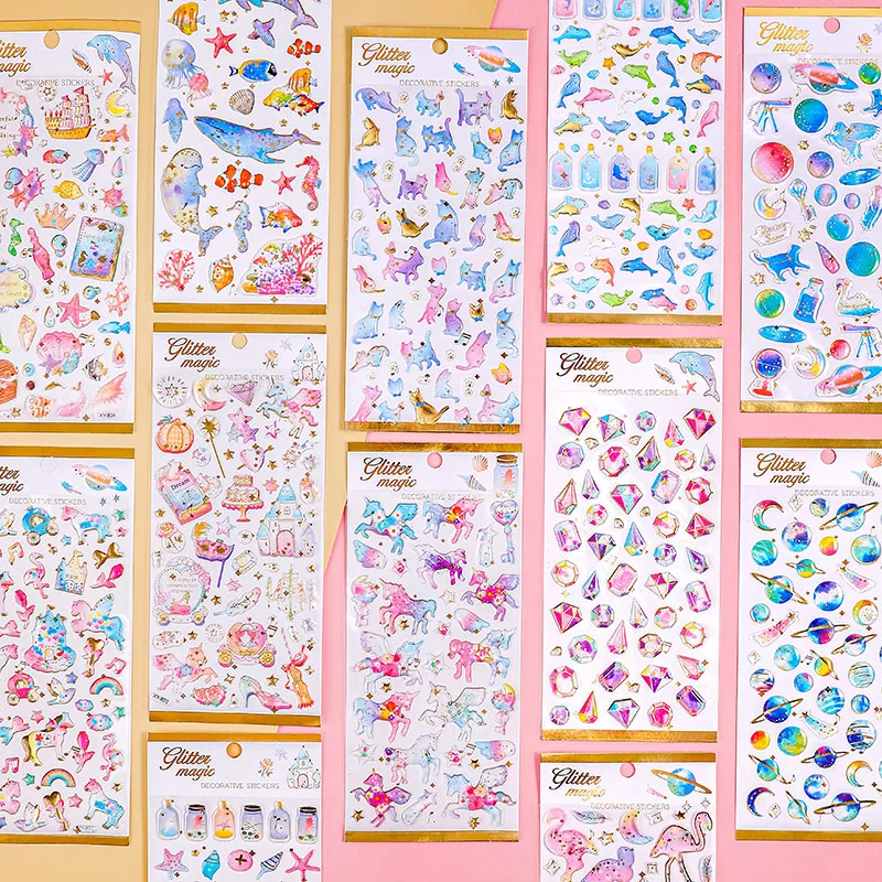 Autocollant créatif auto-adhésif en cristal pour fille, adhésif transparent, 3D, décoratif, mignon, pour téléphone portable, scrapbooking