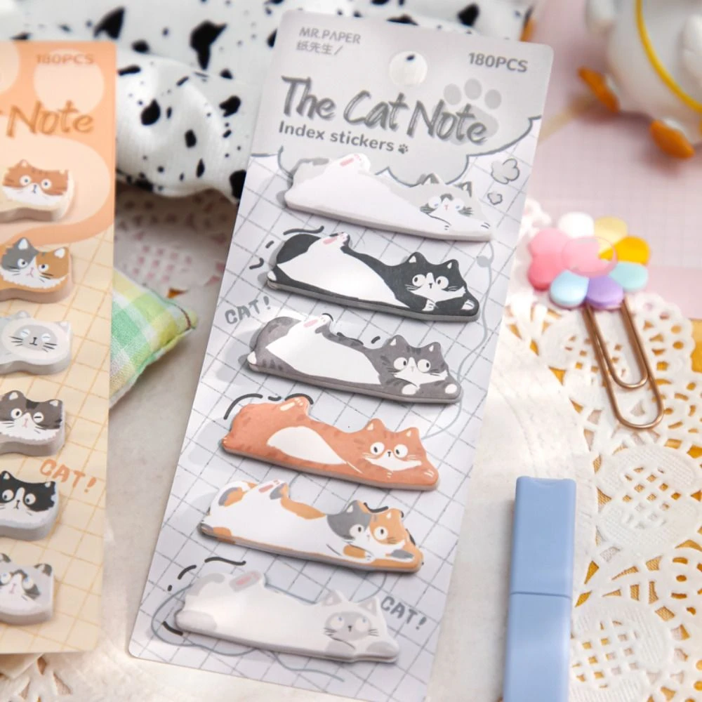 Bookmarks Memo Pad Cat Index Sticker Meow Cartoon Kitty Index Dividers Creative Posted Cat Paw Sticky Note Stationery