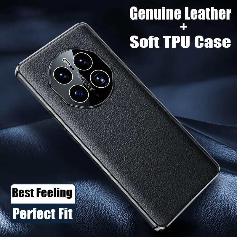 Fashion Genuine Leather Soft TPU Silicone Cover Case For Huawei Mate 50 40 Pro RS Mate 30 Honor Magic 3 4 5 Pro