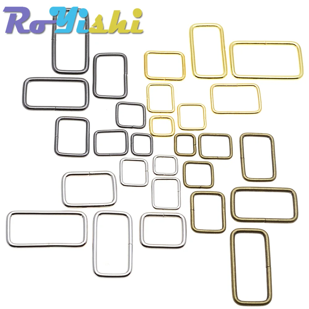 100 Pcs/Pack Webbing 10-38MM Metal Wire Formed Rectangle Ring Loops For Luggage Backpack Travel Bag