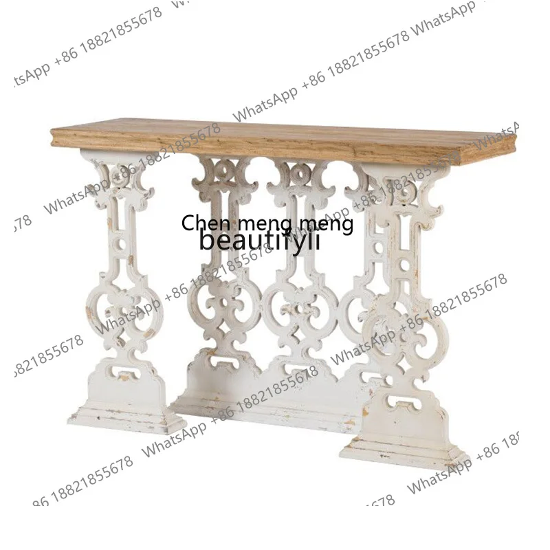Entry entrance Ultra-thin solid wood retro small strip case narrow American country living room B & B old entrance platform