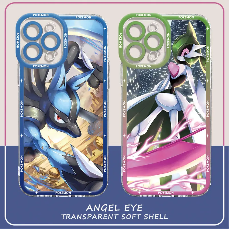 Pokemon Lucario Battle Spirt Case For iPhone 15 14 Plus 13 Pro Max 12 Mini 11 X XS XR 7 8 SE2022 Clear Tpu Angel Eye Phone Cover