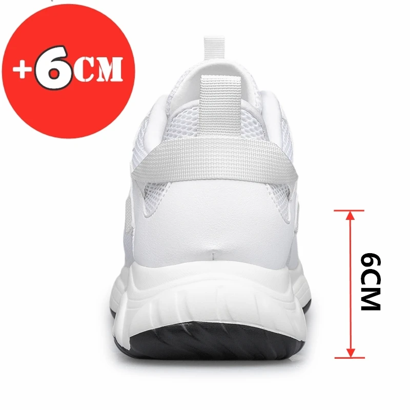 Men Height Increase Shoes Men Fashion Sneakers Elevator Shoes Casual Comfortable White Black Sport Shoes Insole 6CM Taller Shoes