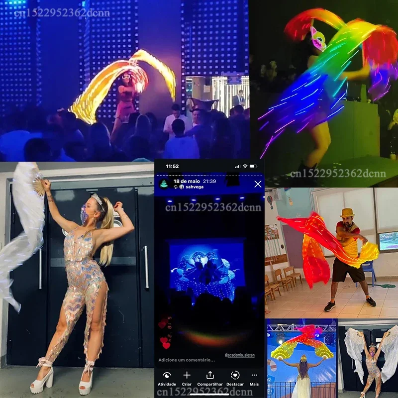 Zijden Sluier Led Fan Fans voor Buikdans Accessoires voor Volwassen Kinderen Circus Led Licht Lichtgevende Handbediening Hightling Lamp Kraal