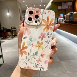 Stylish Cute Spring Flower Phone Case For iPhone 17 16 15 14 13 12 11 Pro Max 16 15 Plus 16E 17 Air Shockproof Soft Bumper Cover