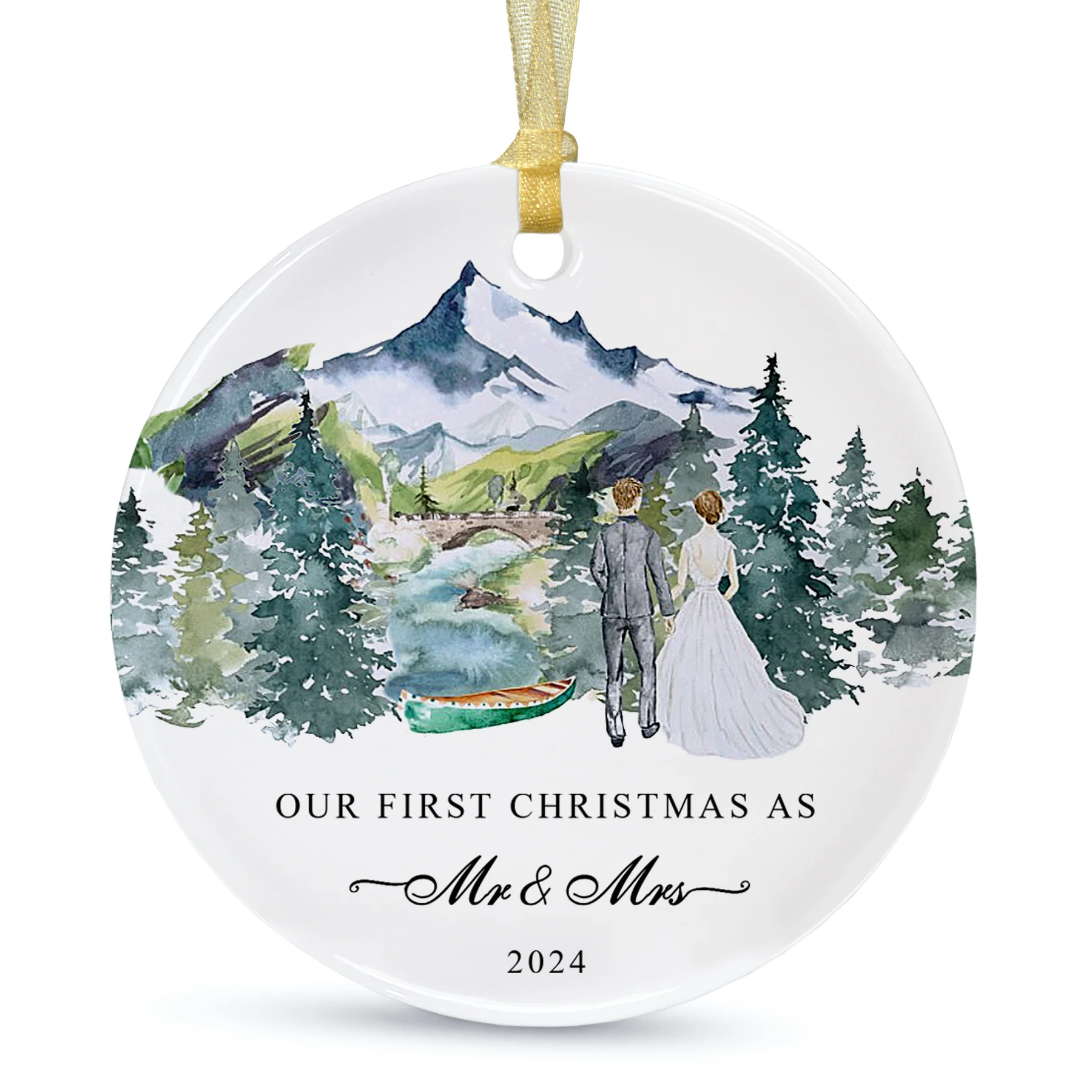 First Christmas as Mr and Mrs Ornament 2024,1st Year Wedding Ornament for Newlywed,Our First Married Christmas Ornament