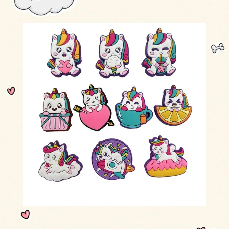 

10/20 pieces/set beautiful unicorn sandal pins crocodile shoe accessories PVC cartoon shoe ornaments