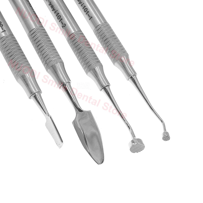 4Pcs Dental Stainless Steel PRF CGF Implant Surgery Instruments Tool Implant Surgery Platelet Kit Bone Compactor Double Spatula