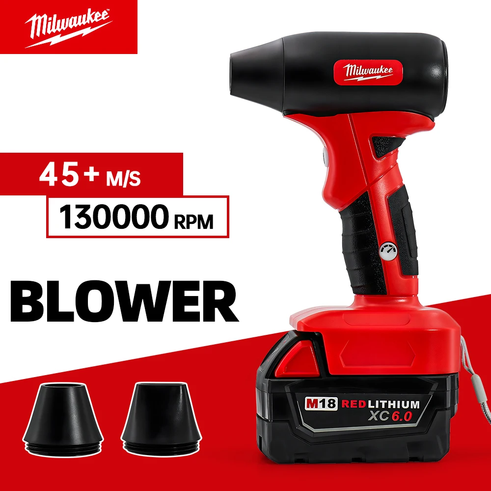 Milwaukee Brushless 45+ m/s Jet Blower 4-Gear Control Wireless Handheld Fan 130000 RPM High-Speed 18v Rechargeable Power Tools