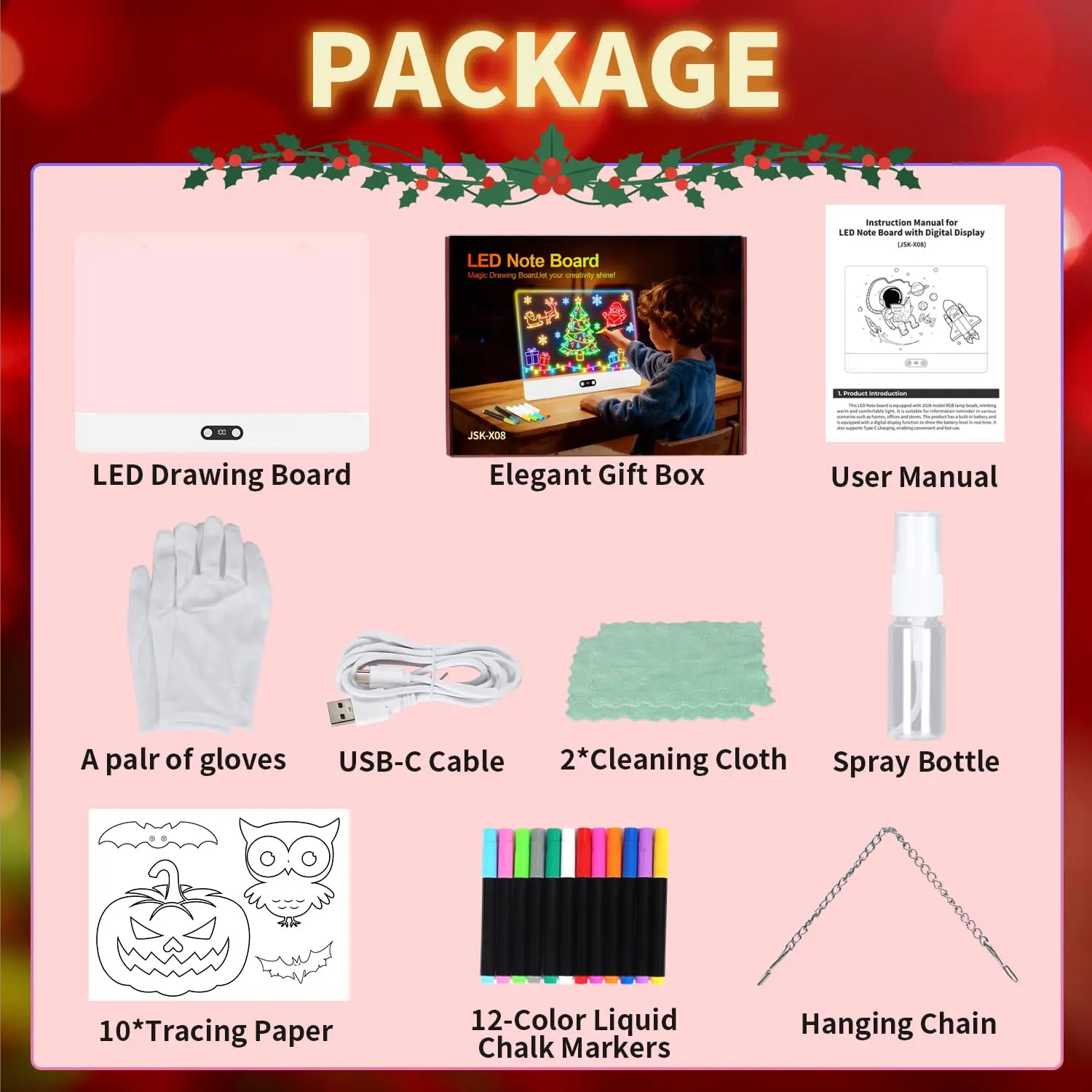 Rechargeable LED Drawing Board for Kids, 16