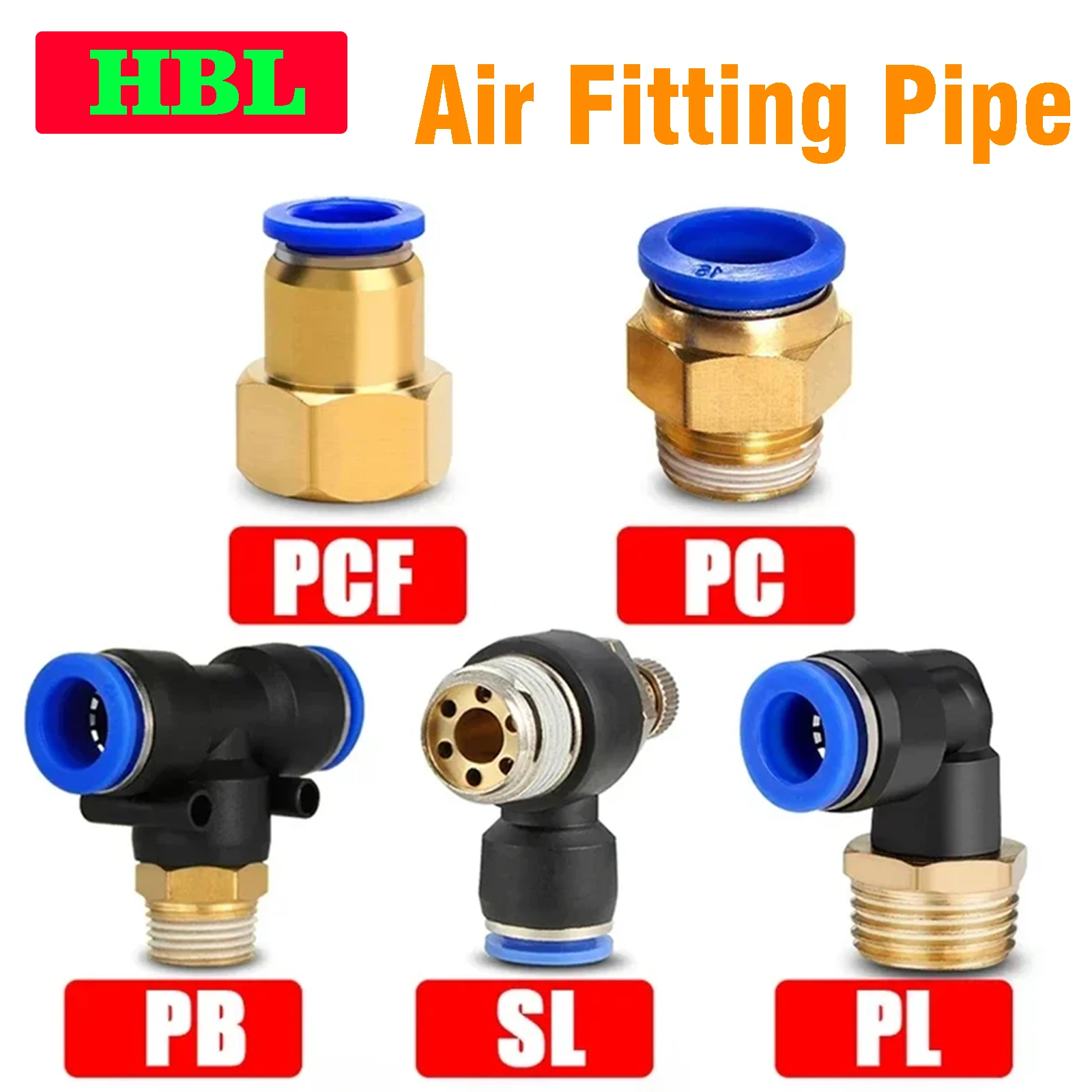 PC PCF SL PL PB Pneumatic Quick Connector Push In 4mm 6mm 8mm 10mm 12mm Hose Tube Air Fitting Pipe Thread 1/8 1/4 3/8 1/2 BSPT