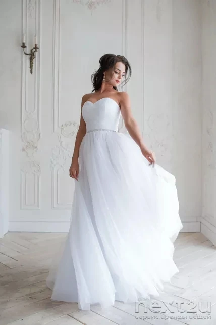 BABYONLINE White Wedding Dresses 2024 Sweetheart Crystal Beaded Belt Tulle A-line Skirt Elegant Bridal Party Maxi Gowns Vestido