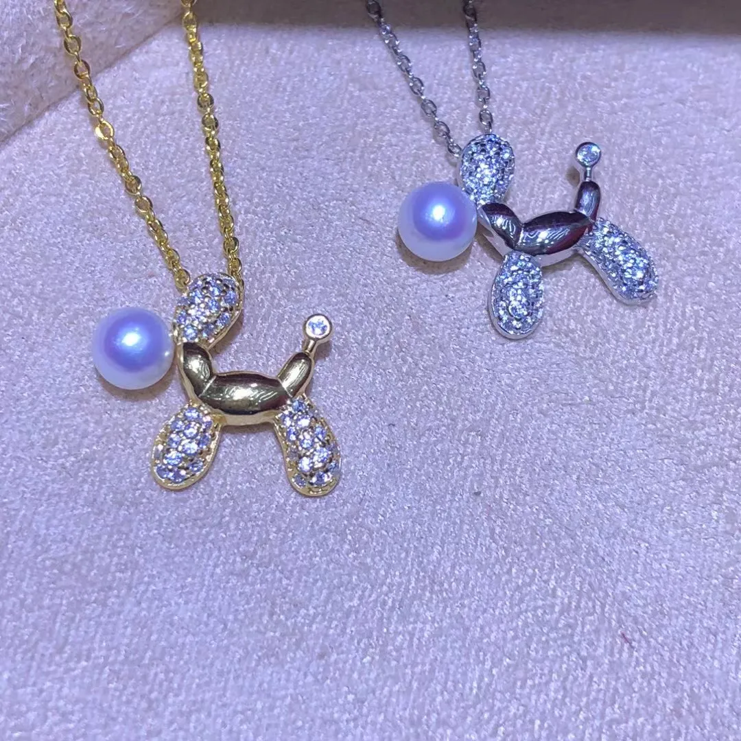 

Dog Shape S925 Sterling Silver Pendant Mount Base Mountings Findings Parts Fittings Accessories for 4-5mm Pearls 5pcs/lot